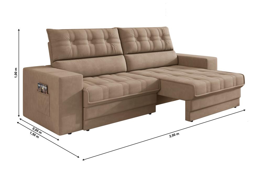 Sofá Oscar Plus 2,00m Retrátil/Reclinável Suede Capuccino - Xflex