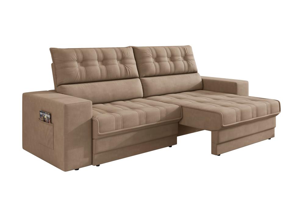 Sofá Oscar Plus 2,00m Retrátil/Reclinável Suede Capuccino - Xflex