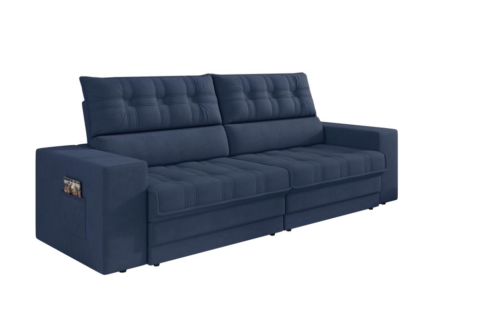 Sofá Oscar Plus 2,30m Retrátil/Reclinável Suede Azul - Xflex