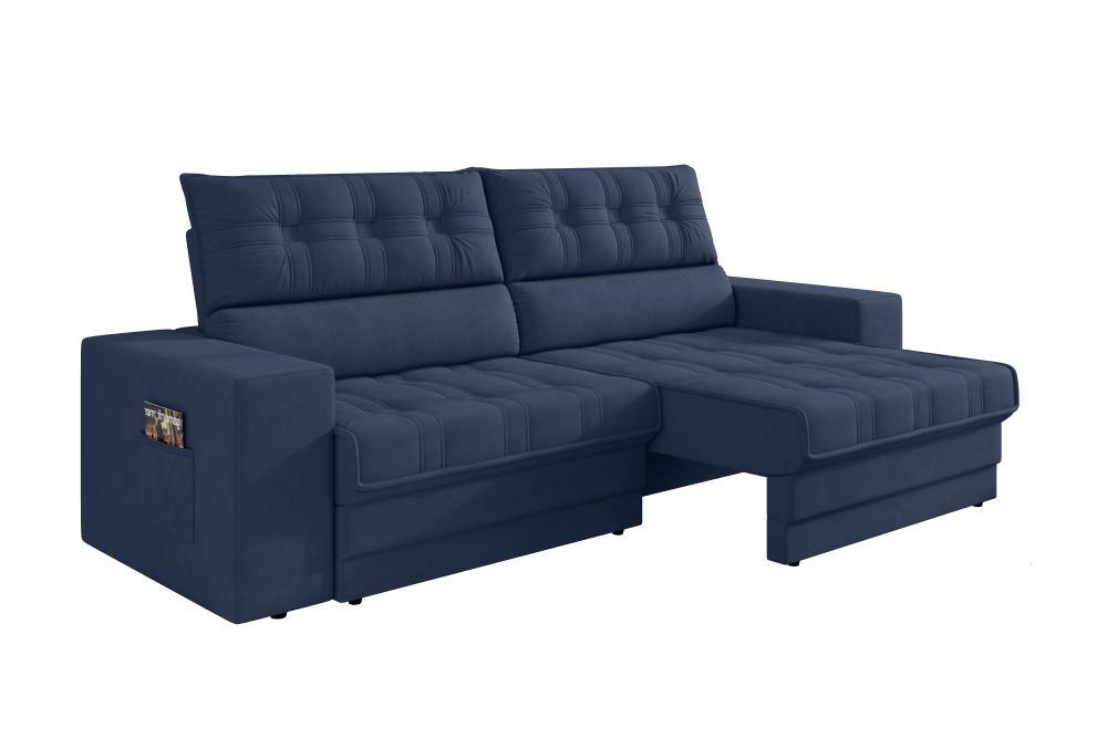 Sofá Oscar Plus 2,30m Retrátil/Reclinável Suede Azul - Xflex