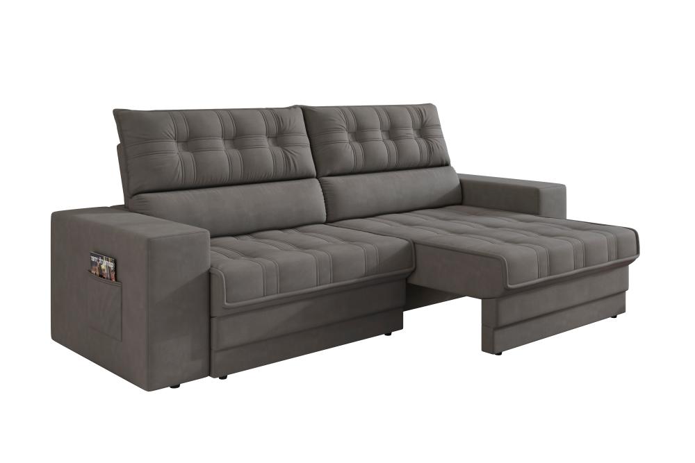 Sofá Oscar Plus 2,30m Retrátil/Reclinável Suede Cinza - Xflex