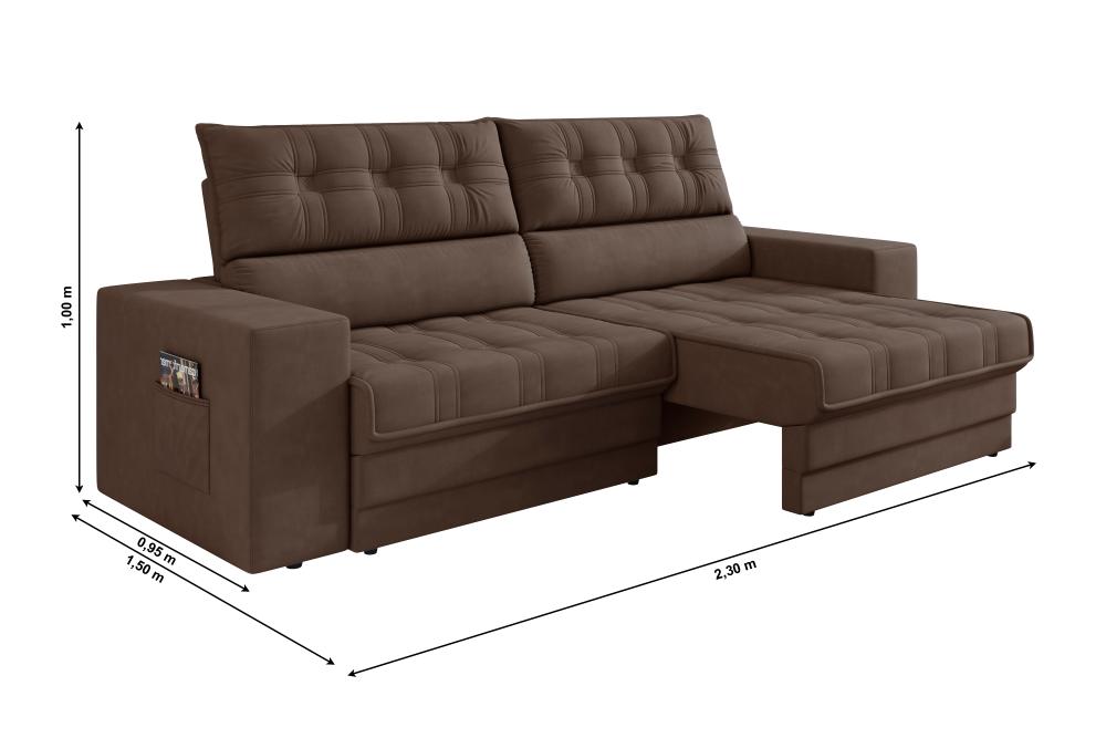 Sofá Oscar Plus 2,30m Retrátil/Reclinável Suede Marrom - Xflex