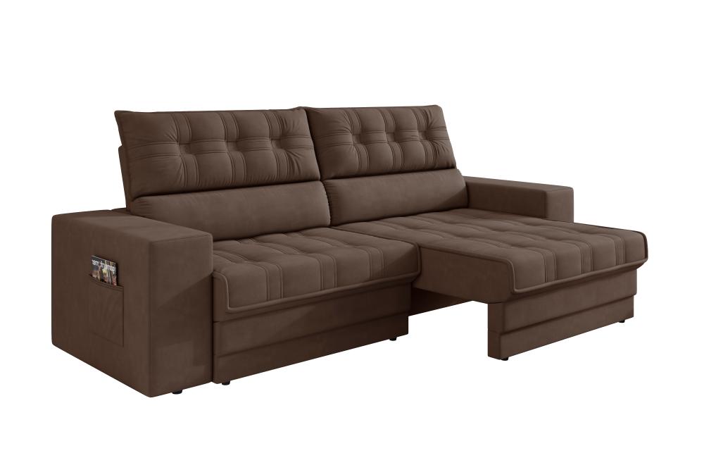 Sofá Oscar Plus 2,30m Retrátil/Reclinável Suede Marrom - Xflex