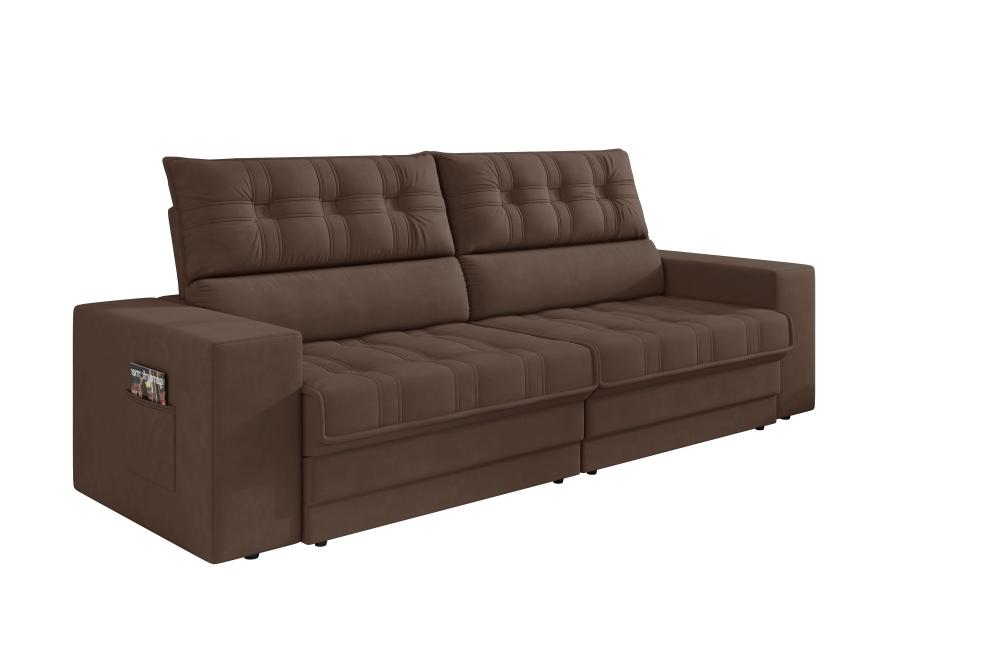 Sofá Oscar Plus 2,30m Retrátil/Reclinável Suede Marrom - Xflex