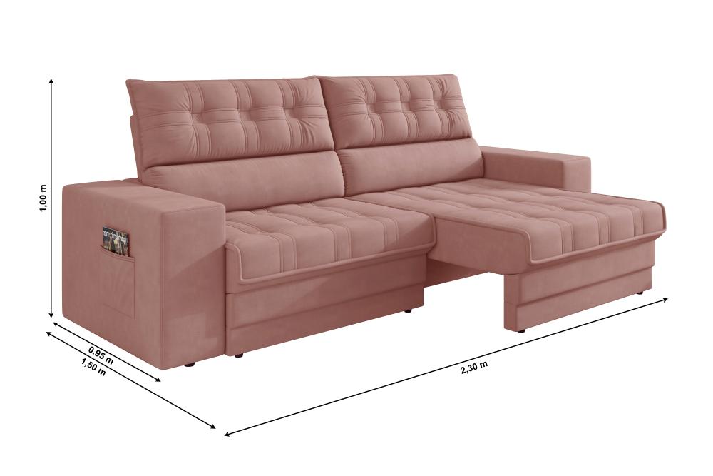 Sofá Oscar Plus 2,30m Retrátil/Reclinável Suede Nude - Xflex
