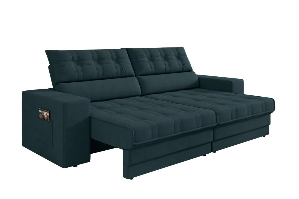 Sofá Oscar Plus 2,30m Retrátil/Reclinável Suede Petróleo - Xflex