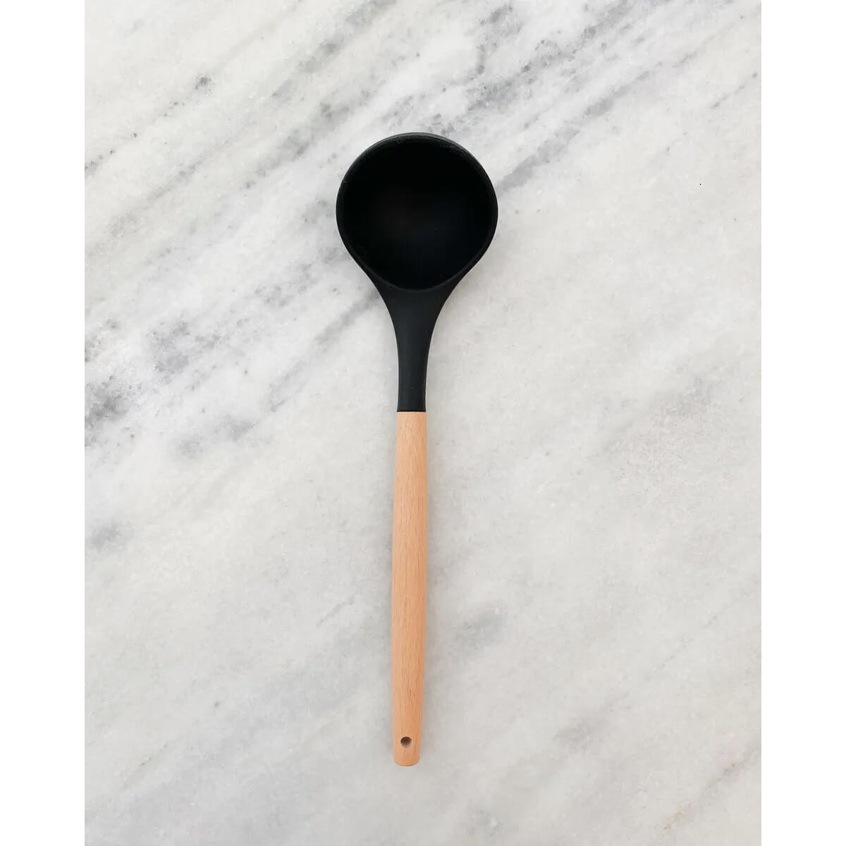 Concha De Silicone Preto Com Cabo De Bambu Utensílio De Cozinha Concha Para Feijão Yoi