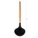 Concha De Silicone Preto Com Cabo De Bambu Utensílio De Cozinha Concha Para Feijão Yoi