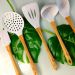 Conjunto 5 Talheres De Silicone Cabo Bambu Marmorizados Colher Soho