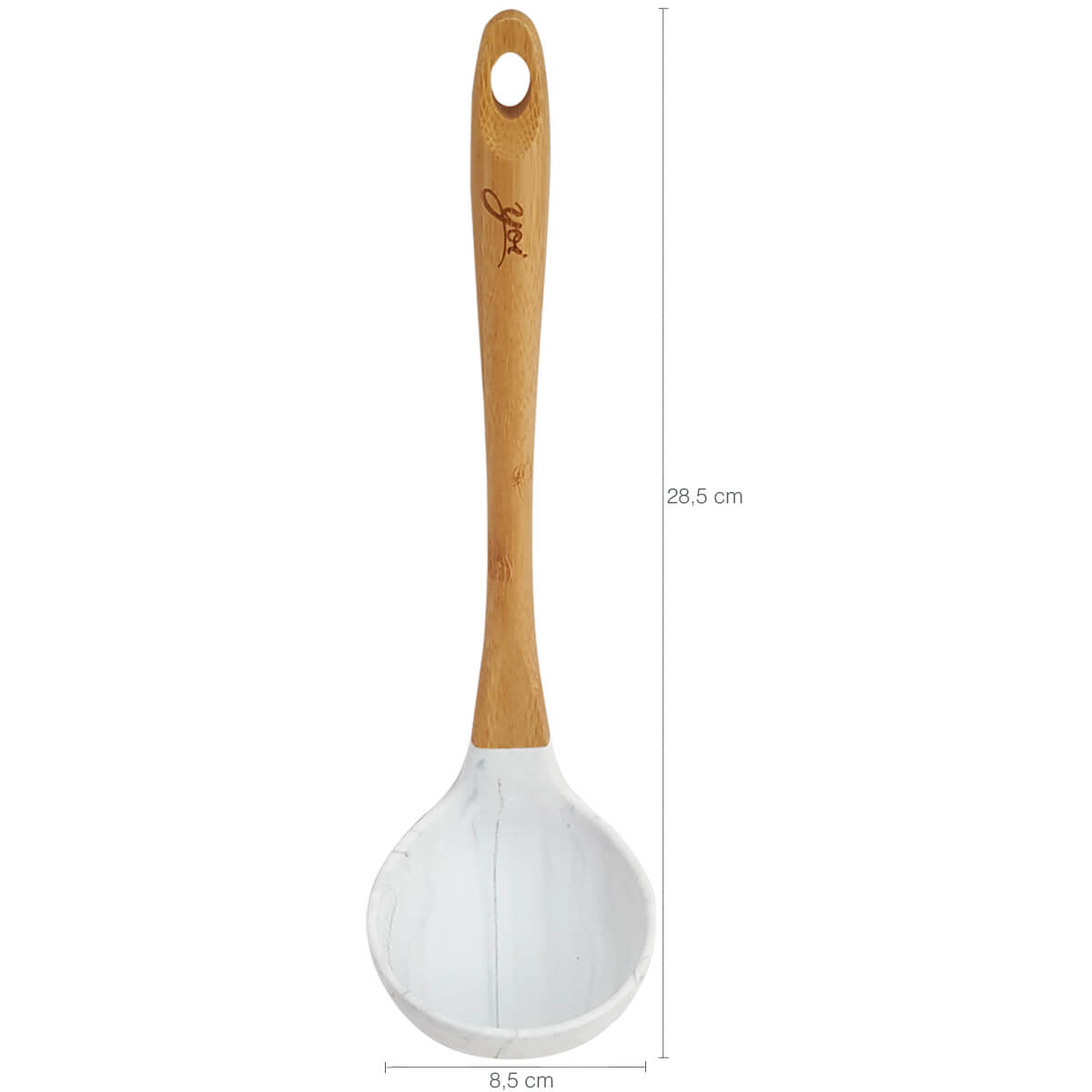 Conjunto 5 Talheres De Silicone Cabo Bambu Marmorizados Colher Soho