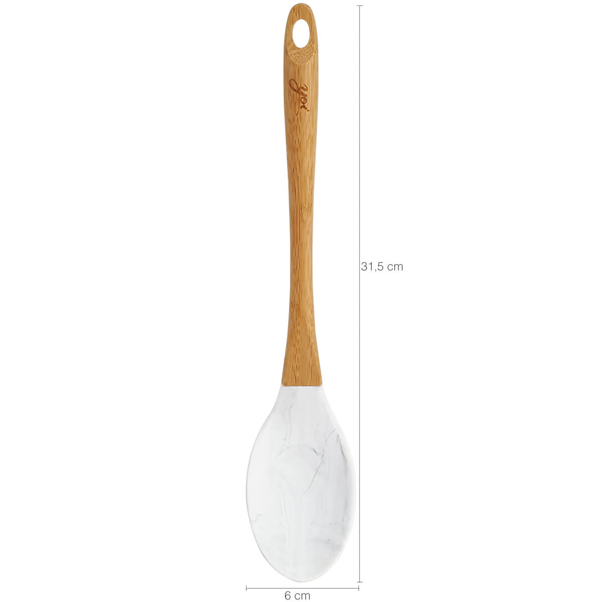 Conjunto 5 Talheres De Silicone Cabo Bambu Marmorizados Colher Soho