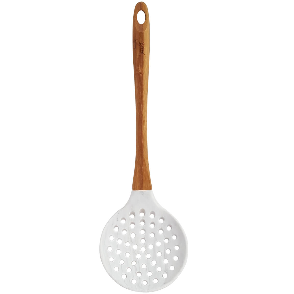 Escumadeira De Silicone Bambu Colher De Cozinha Marmorizada