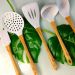 Escumadeira De Silicone Bambu Colher De Cozinha Marmorizada