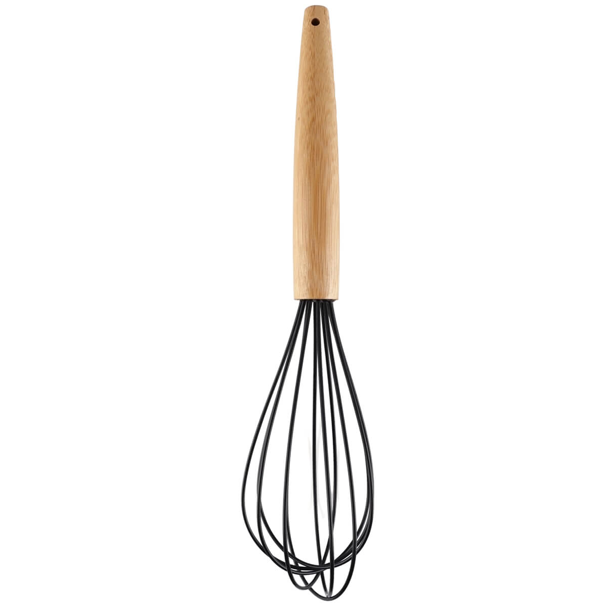 Fue De Silicone Preto Com Cabo De Bambu Batedor de Ovos Manual Fouet Yoi