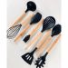 Fue De Silicone Preto Com Cabo De Bambu Batedor de Ovos Manual Fouet Yoi