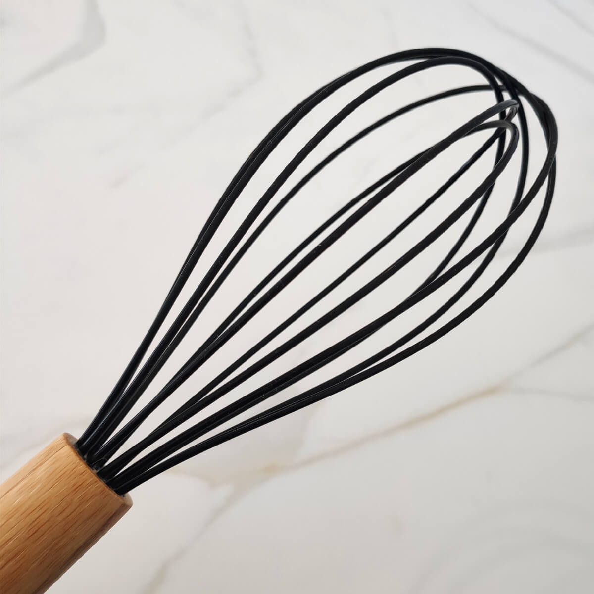 Fue De Silicone Preto Com Cabo De Bambu Batedor de Ovos Manual Fouet Yoi