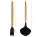 Jogo 5 Talheres De Silicone Com Cabos Em Bambu Concha Espátula Colher Pegador De Massa E Pincel Yoi