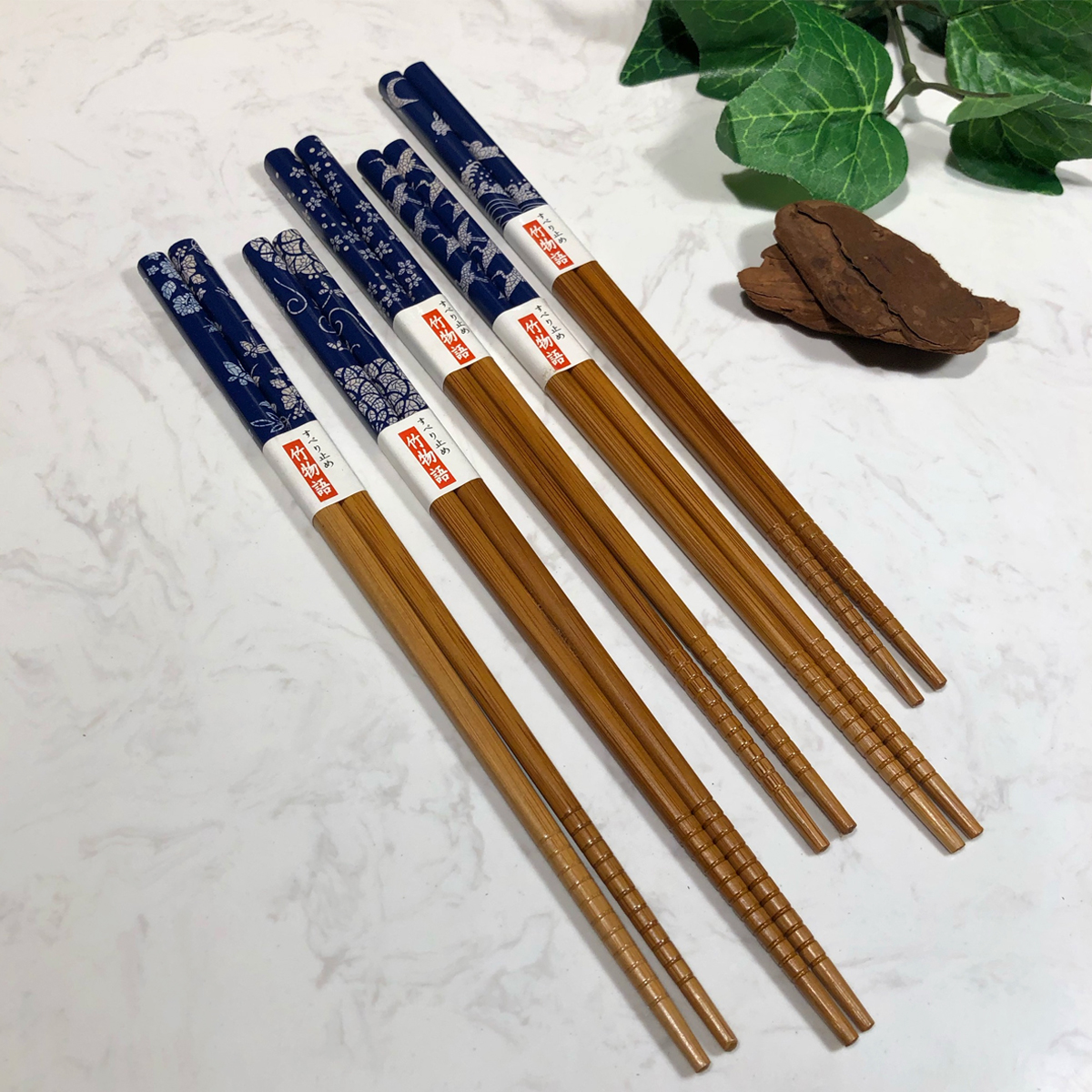 Kit 5 Pares Hashi Florais Azul Marinho Kyoto Yoi Conjunto De Palitos Japoneses Para Sushi Com Caixa