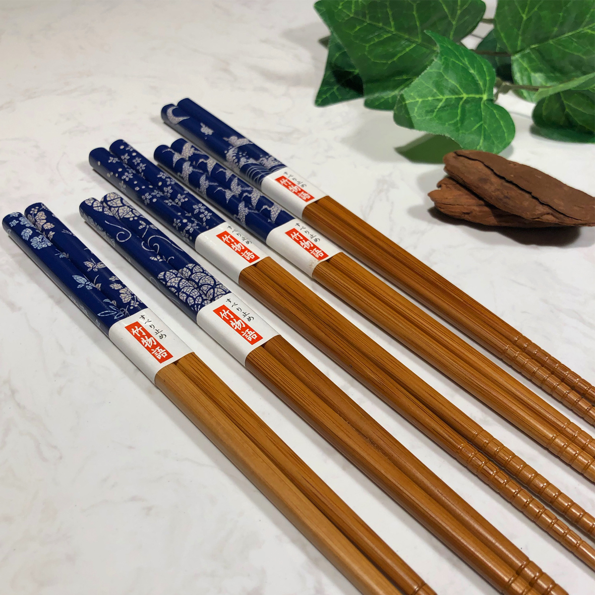 Kit 5 Pares Hashi Florais Azul Marinho Kyoto Yoi Conjunto De Palitos Japoneses Para Sushi Com Caixa