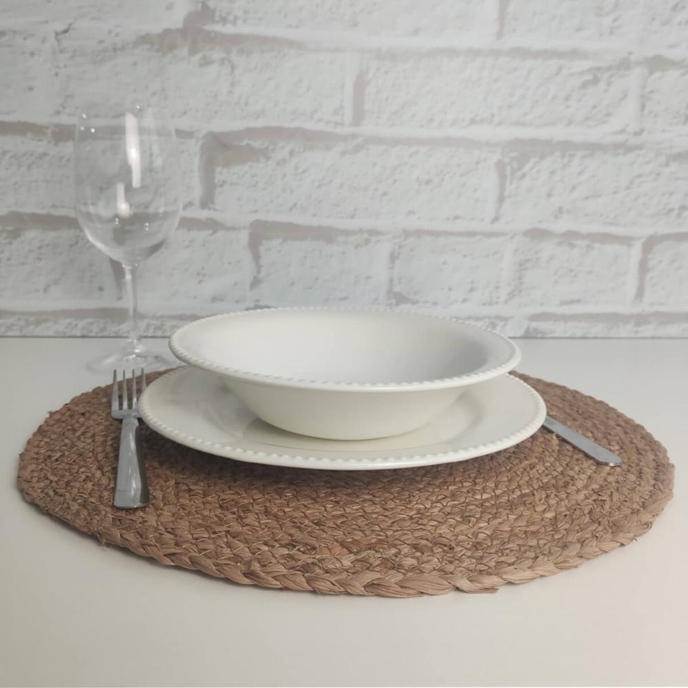 Lugar Americano para Mesa de Jantar Sousplat de Fibra Natural Jogo Americano Marrom Claro Yoi