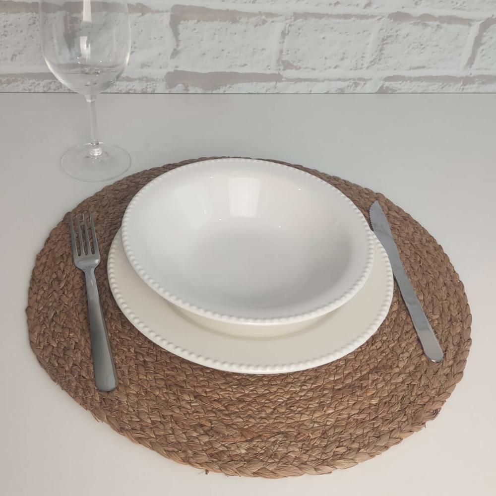 Lugar Americano para Mesa de Jantar Sousplat de Fibra Natural Jogo Americano Marrom Claro Yoi