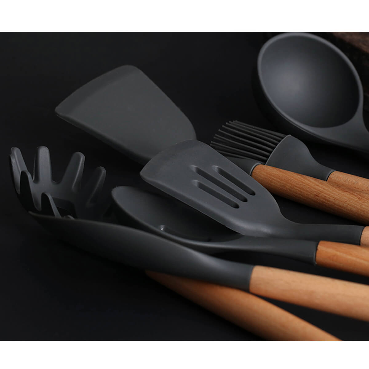 Pincel De Silicone Preto Com Cabo De Bambu Utensílio De Cozinha Pincel Culinário Yoi