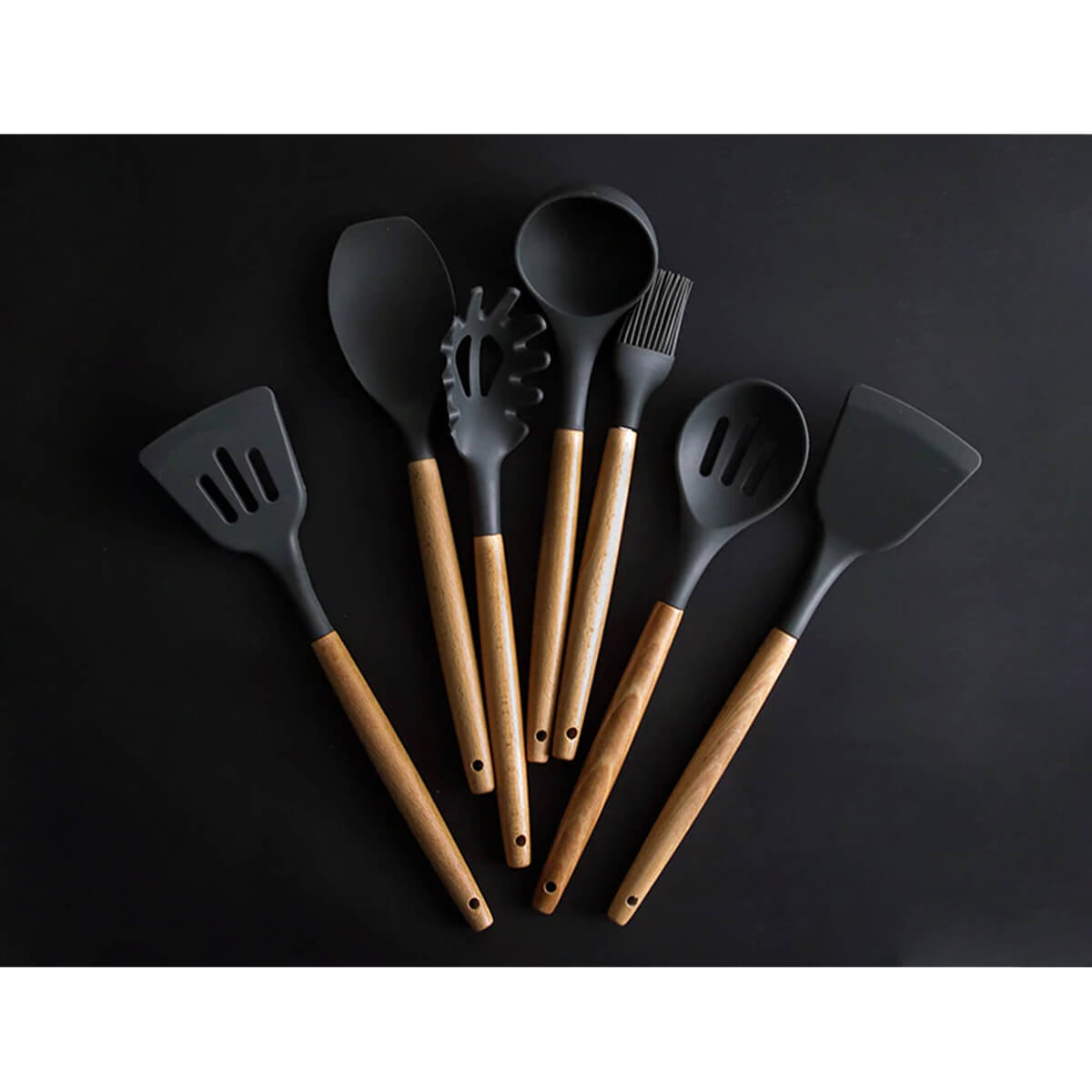 Pincel De Silicone Preto Com Cabo De Bambu Utensílio De Cozinha Pincel Culinário Yoi