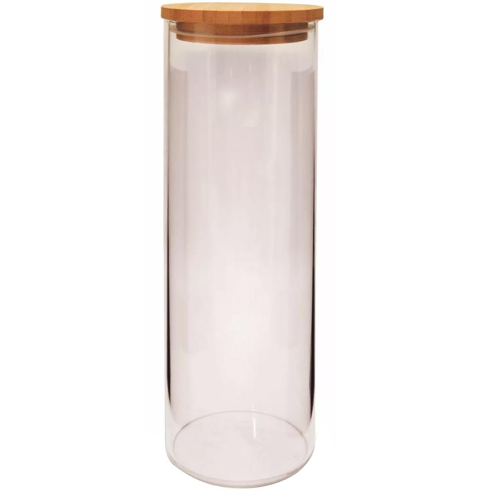 Pote Hermético 1650ml Vidro Borosilicato Tampa Bambu Vika