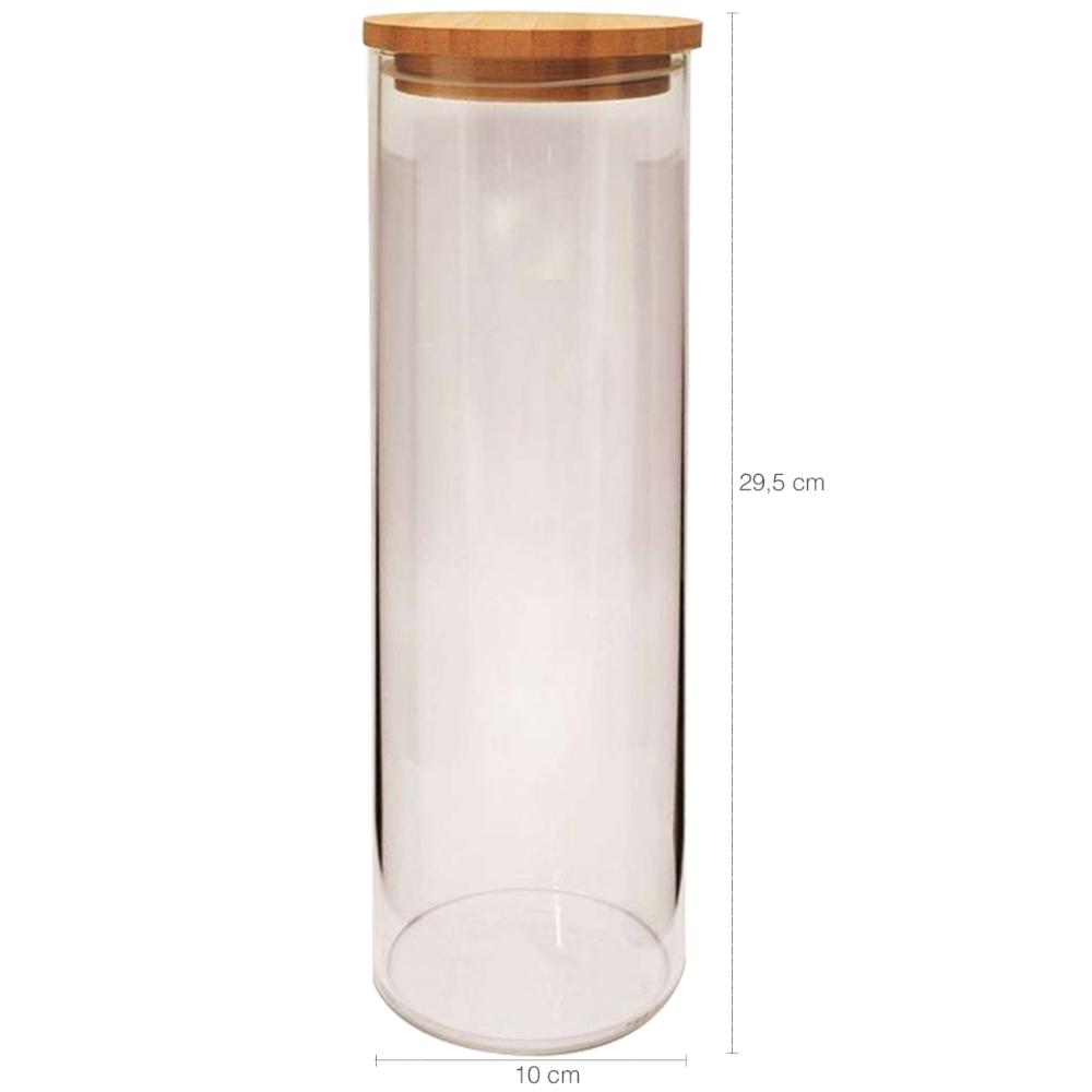 Pote Hermético 1650ml Vidro Borosilicato Tampa Bambu Vika