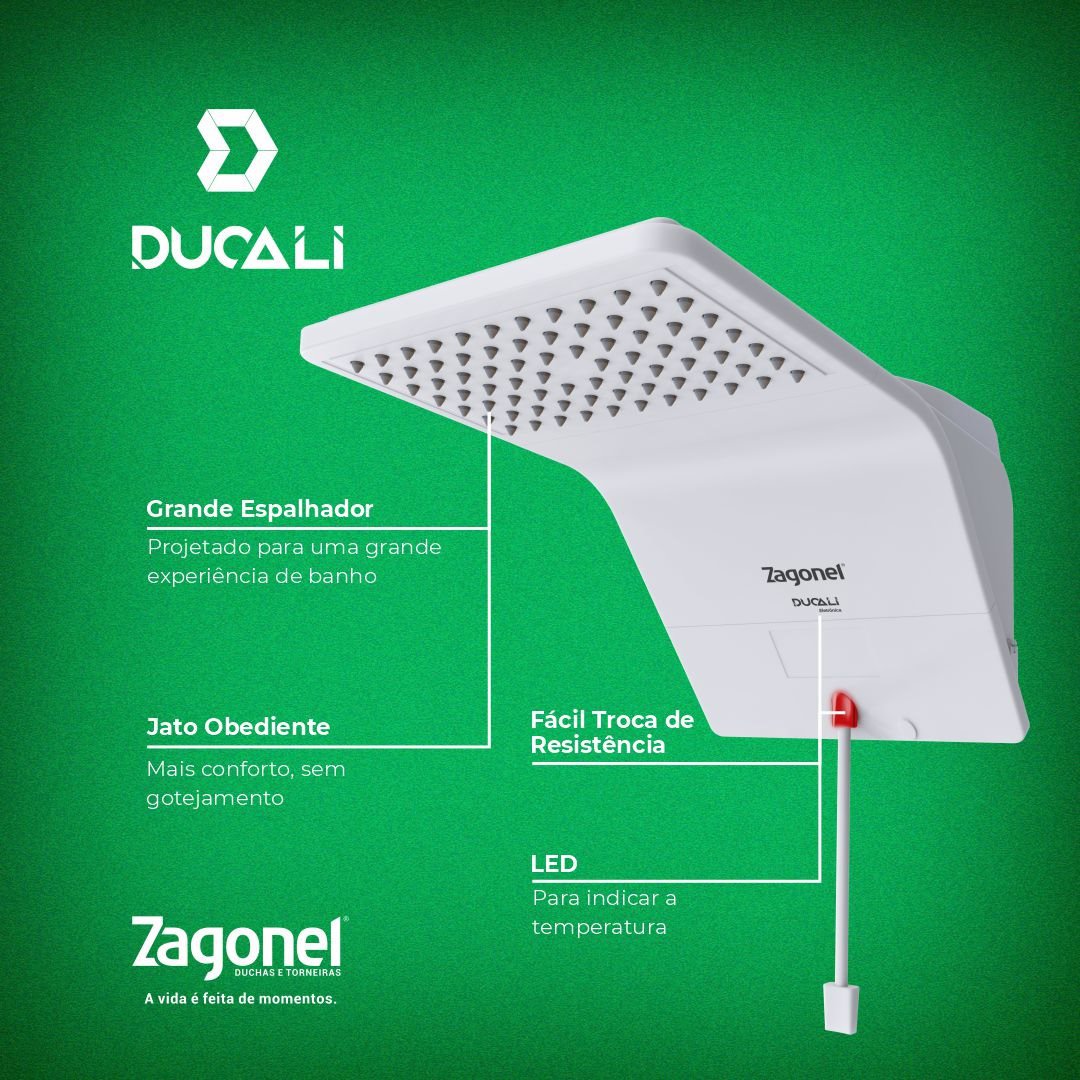 Ducha Eletrônica Ducali Branca 7.500W 220V - Zagonel
