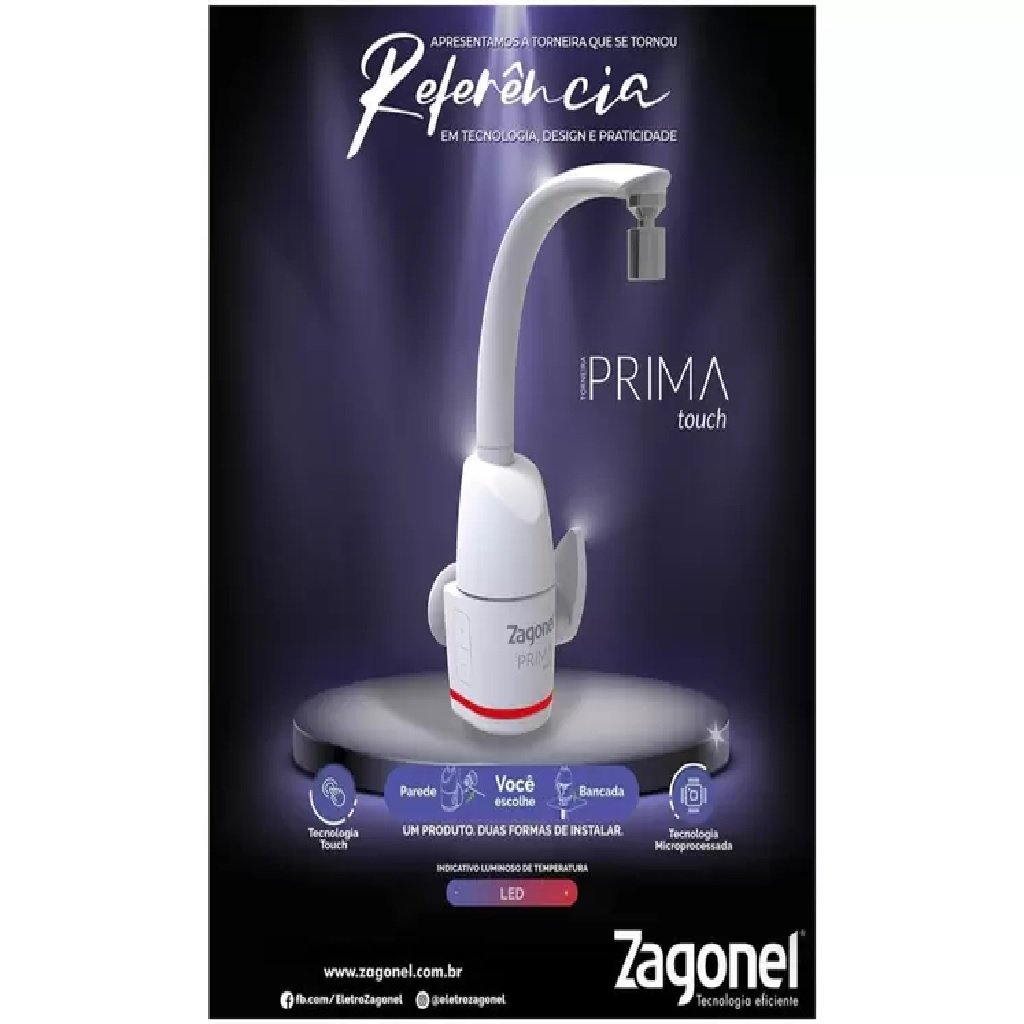 Torneira Eletrônica Prima Touch 5.500W 127V - Zagonel