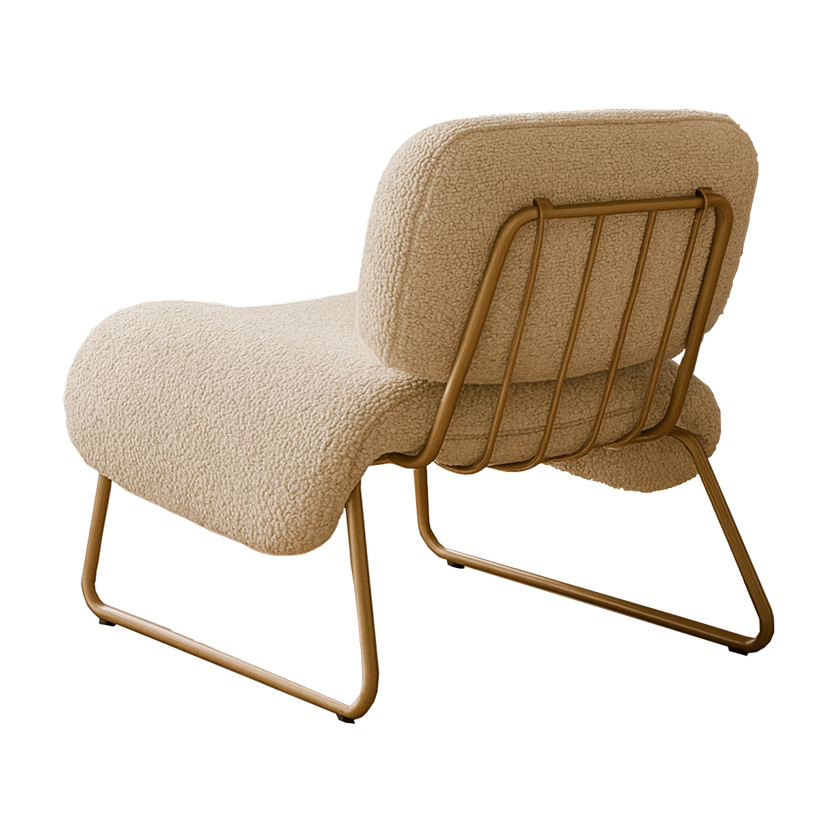 Poltrona Decorativa Versatil Calm Super Boucle Pés em Metal Off White