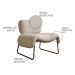 Poltrona Decorativa Versatil Calm Super Boucle Pés em Metal Off White
