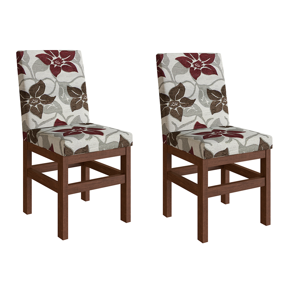 Conjunto de 2 Cadeiras Zima Suede Tabaco e Floral