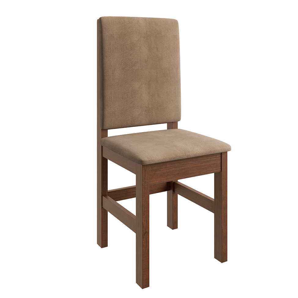 Conjunto de Mesa com 4 Cadeiras Davi Suede Tabaco