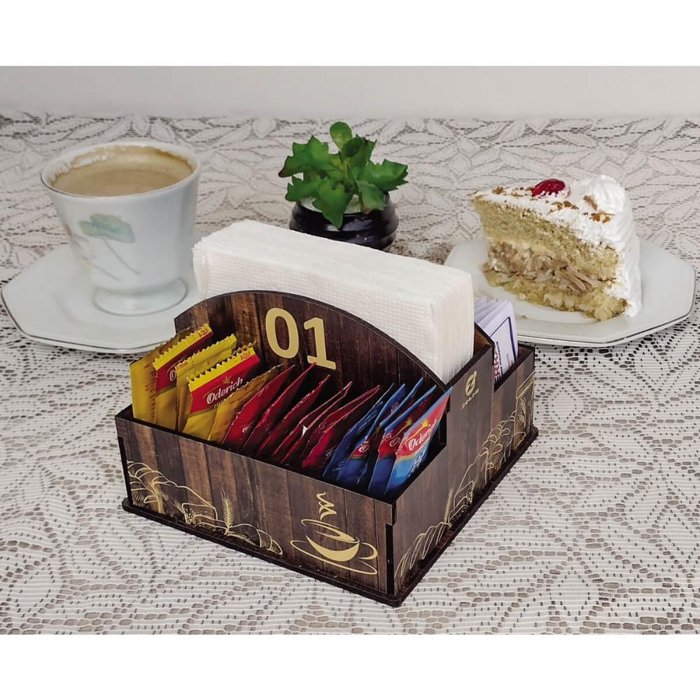 10 Porta Guardanapos e Sachês de Mesa MDF Café Restaurante P