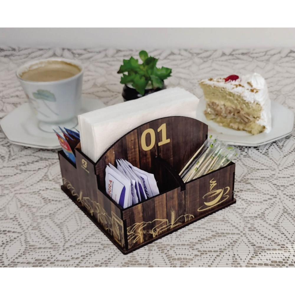 10 Porta Guardanapos e Sachês de Mesa MDF Café Restaurante P