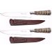 2 Faca Churrasco 6'' Aço Inox Cabo Rabo De Tatu Bainha Couro