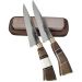 2 Facas Modelo Tesoura Nº7 Carbono Chifre e Pedra De Afiar