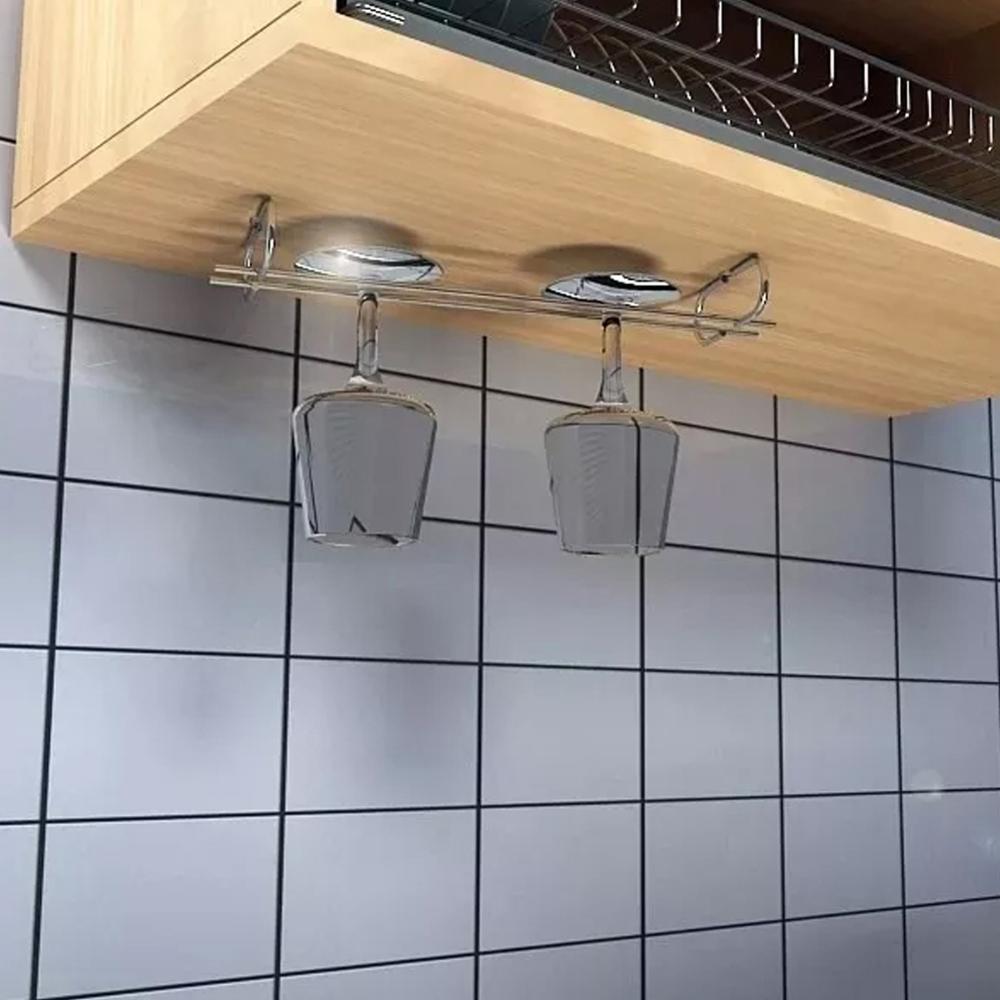 2 Suportes Organizadores De Armário Porta Taças Cromado 42cm