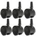 6 Rodízios de Pressão Plástico Preto com Pino Para Cama Box Solteiro Rodinhas Giratórias