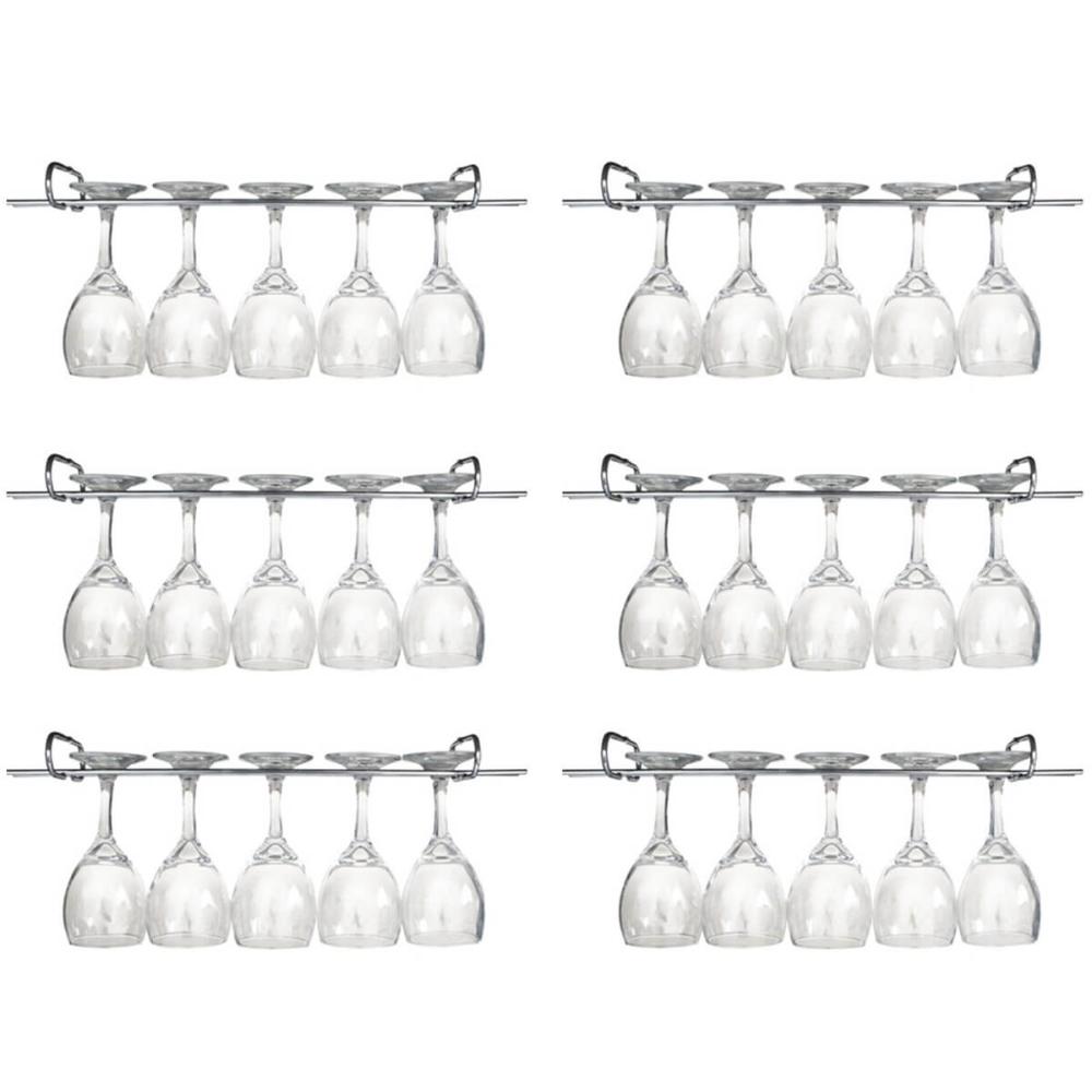 6 Suportes Para Taças Cromado Decoração Bar Vinho 25cm