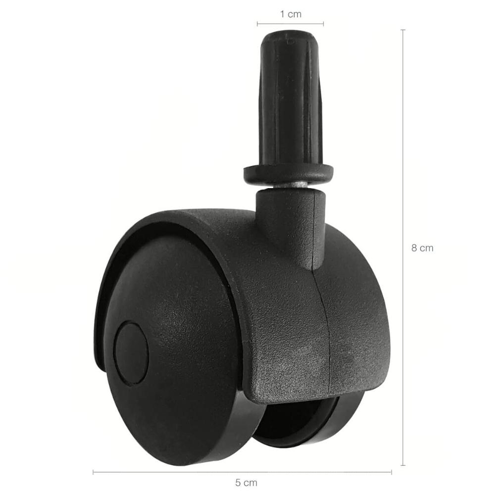 7 Rodízios de Pressão Plástico Preto com Pino Para Cama Box Casal Rodinhas Giratórias