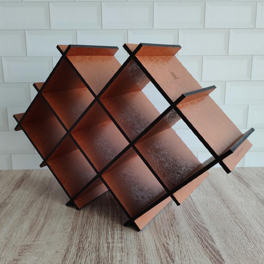 Adega De Mdf Envernizado Para Mesa Com 8 Nichos Suporte Porta Garrafas De Vinho Sulartes