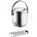 Balde de Gelo Térmico Inox 2,3l Alça em Couro Com Pegador e Container