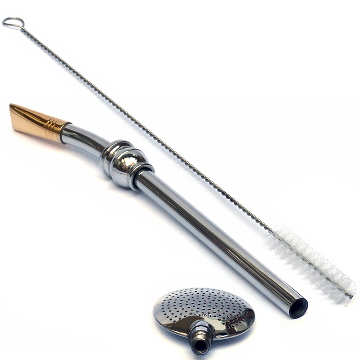 Bomba 25cm Chimarrão Terere Banhada Ouro 18 Anel Forma Cuia