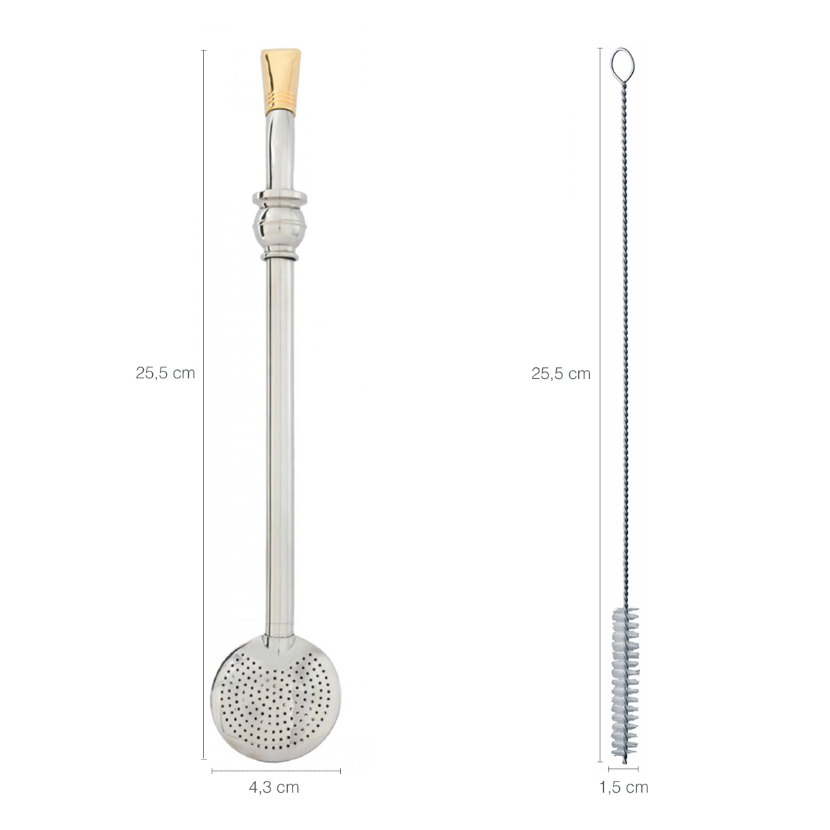 Bomba 25cm Chimarrão Terere Banhada Ouro 18 Anel Forma Cuia