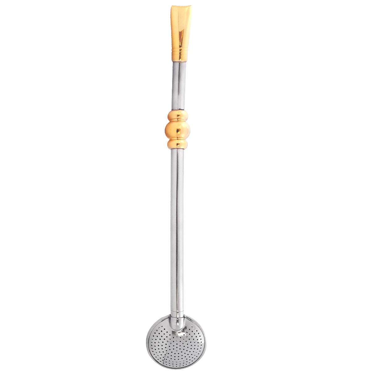 Bomba 25cm Chimarrão Terere Banhada Ouro 18k Com Pedra Verde