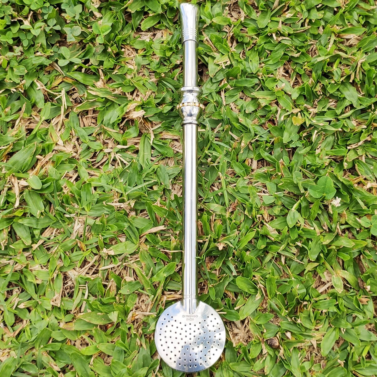 Bomba Chimarrão Inox Com Strass 23cm Bojo Tradicional Com Rosca