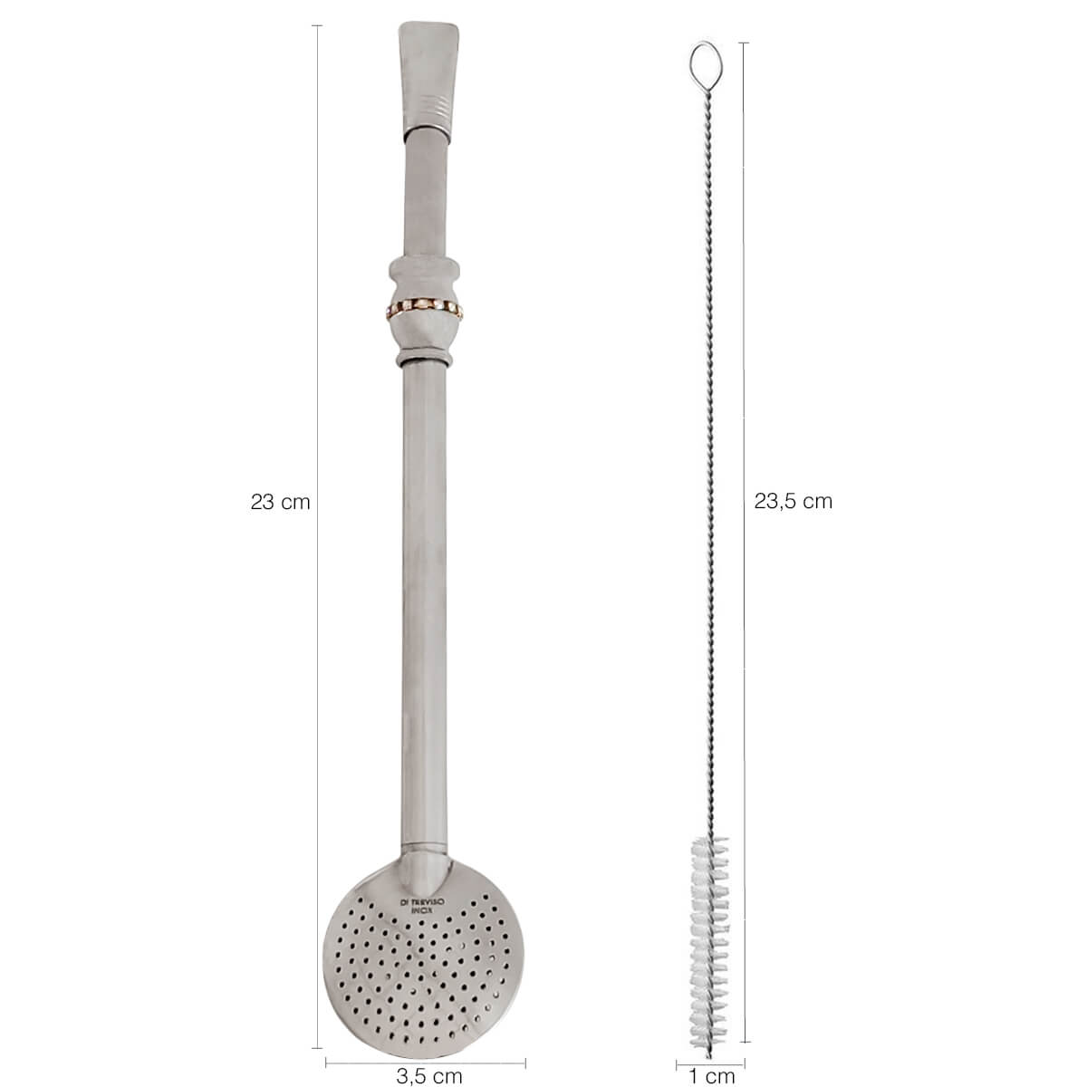 Bomba Chimarrão Inox Com Strass 23cm Bojo Tradicional Com Rosca